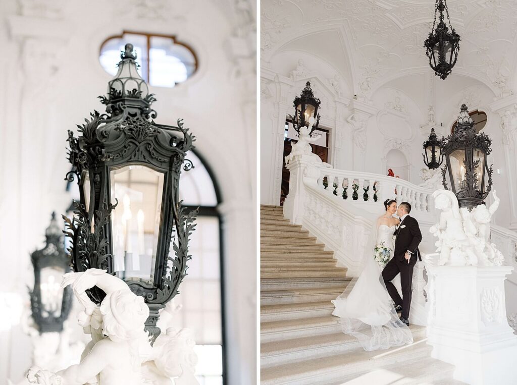 Wedding photographer Belvedere Vienna portraits inside museum