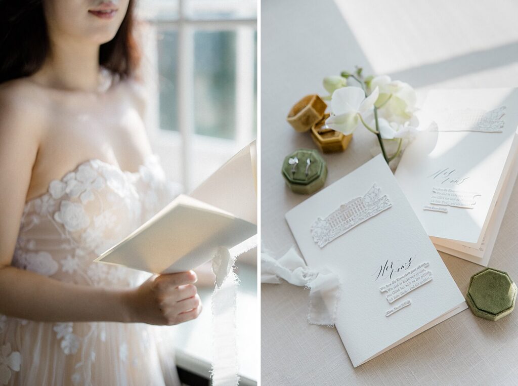 Bride getting ready in presidential suite Schloss Leopoldskron Salzburg
