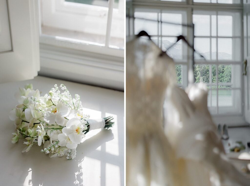 Bride getting ready in presidential suite Schloss Leopoldskron Salzburg
