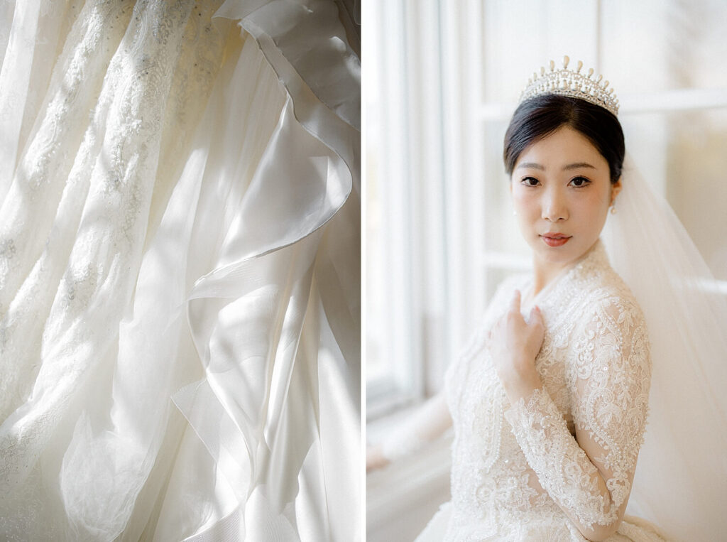 Bride getting ready in presidential suite Schloss Leopoldskron Salzburg
