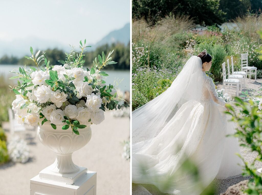 Emotional first look in castle gardens Schloss Leopoldskron Salzburg