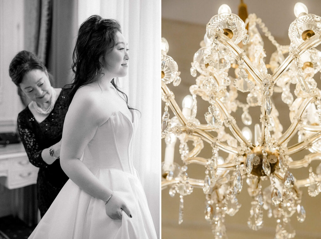 Bride getting ready Hotel Imperial Vienna Christmas wedding