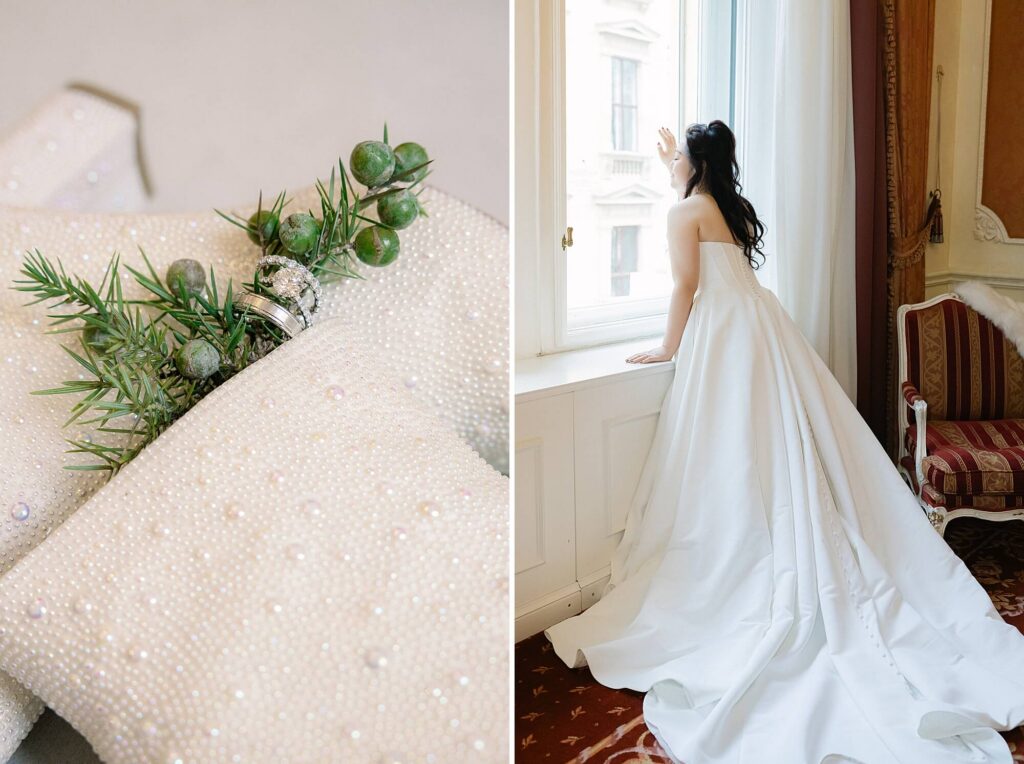 Bride getting ready Hotel Imperial Vienna Christmas wedding