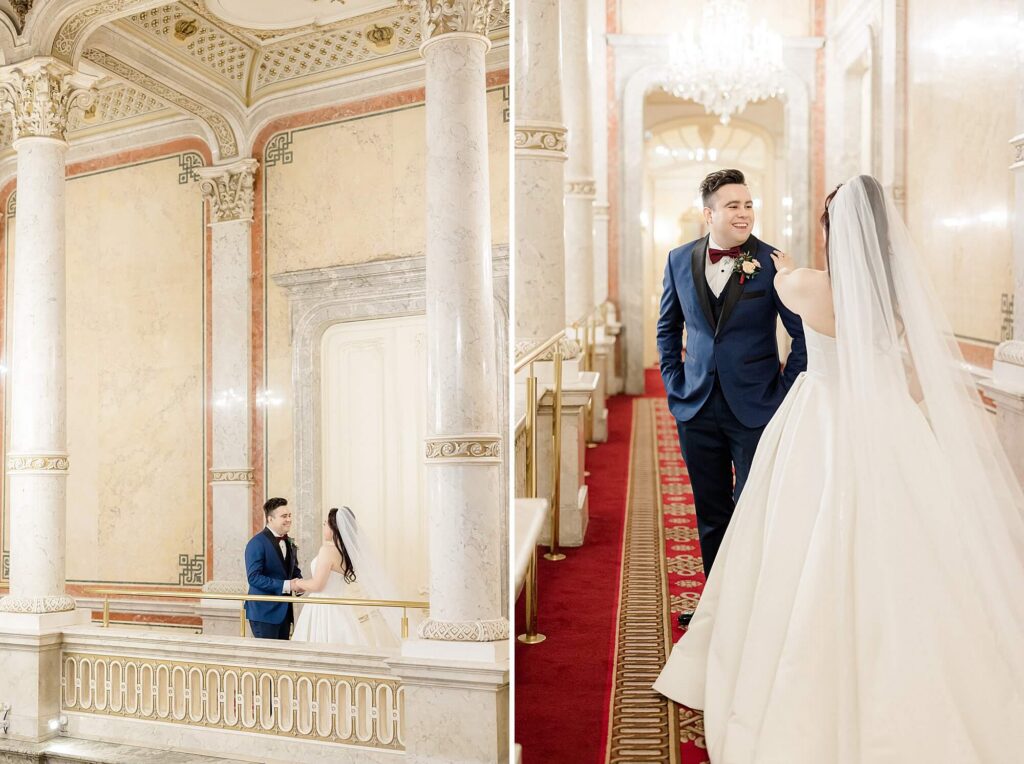 Bride and groom first look Hotel Imperial Vienna