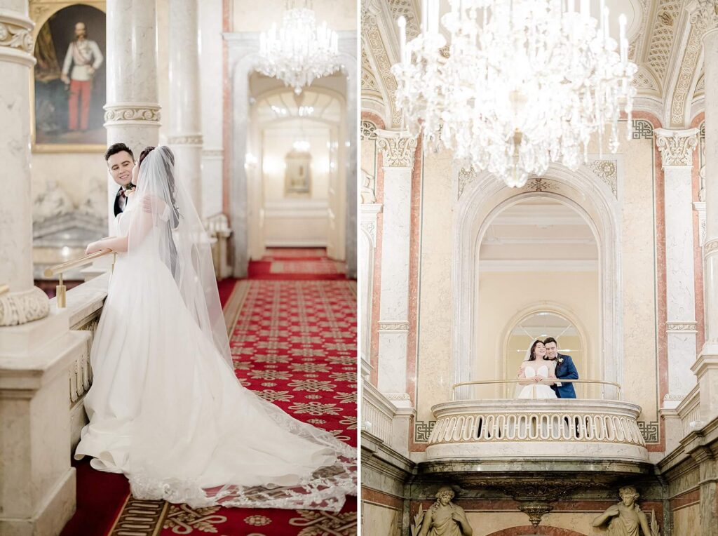 Bride and groom first look Hotel Imperial Vienna