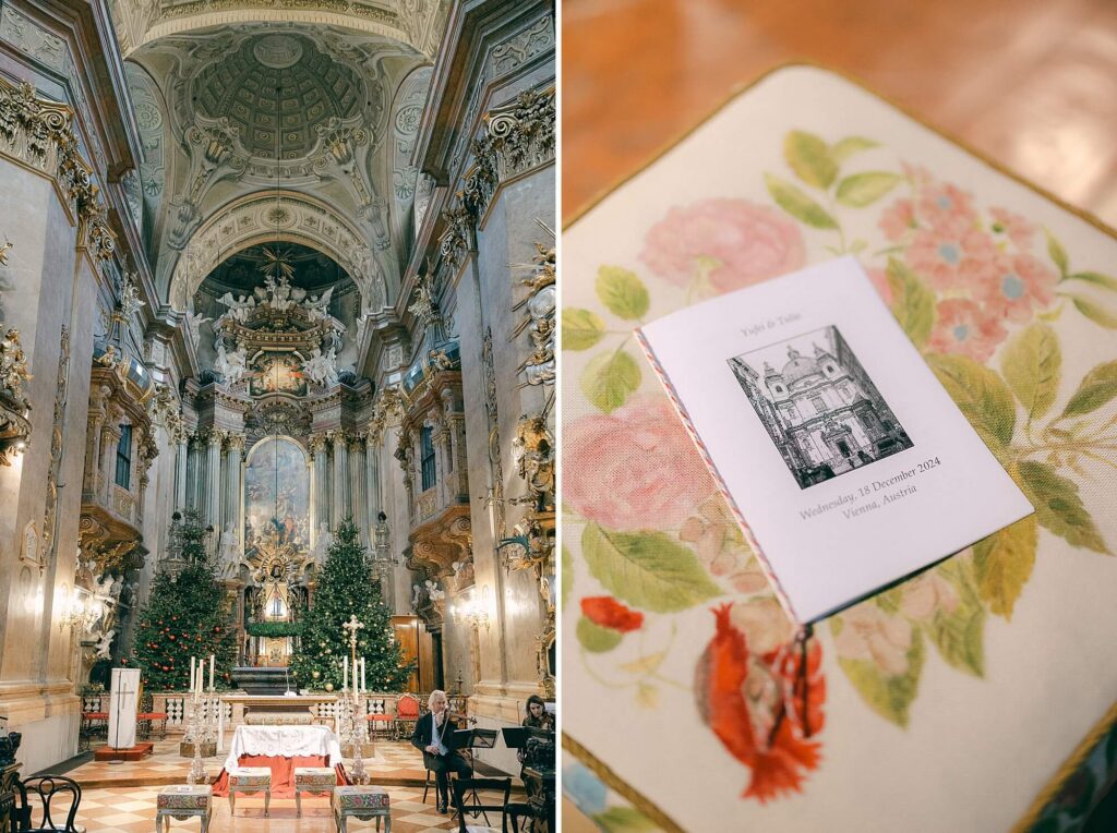 Wedding ceremony St Peters Church Vienna Christmas