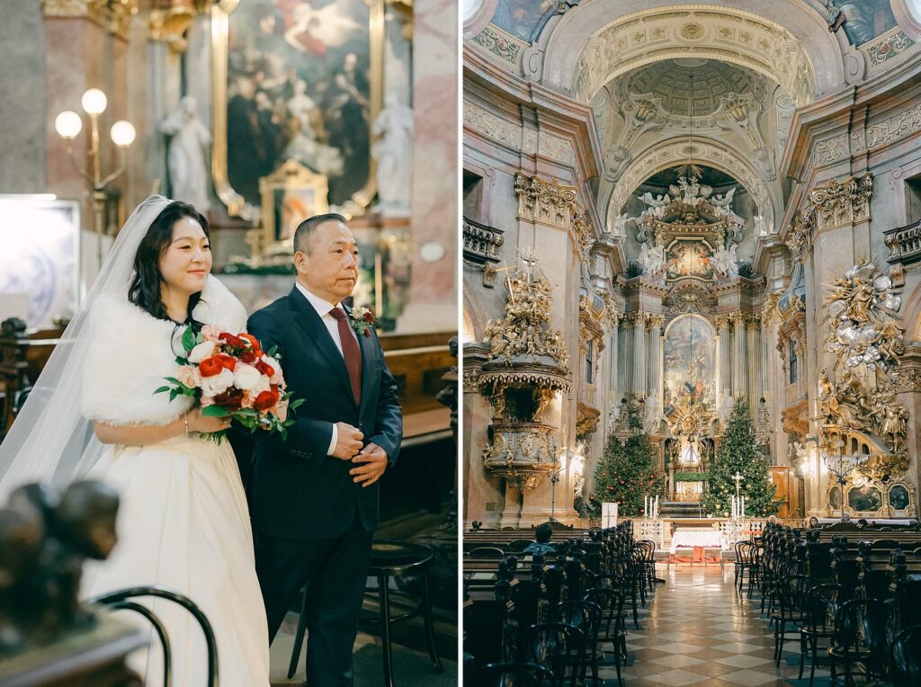 Wedding ceremony St Peters Church Vienna Christmas