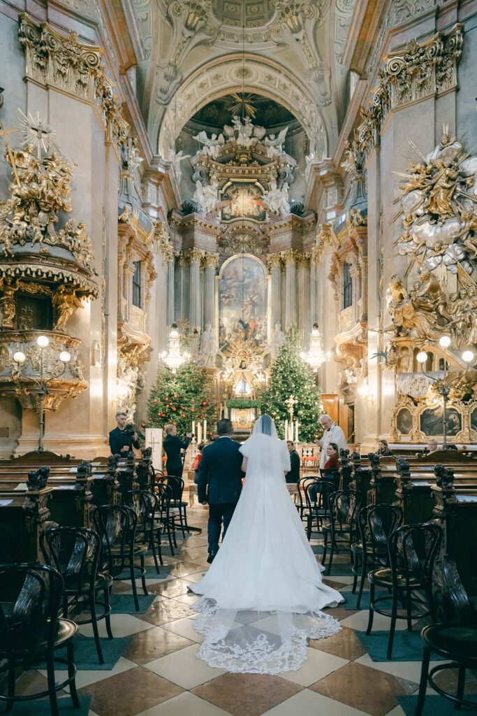 Wedding ceremony St Peters Church Vienna Christmas