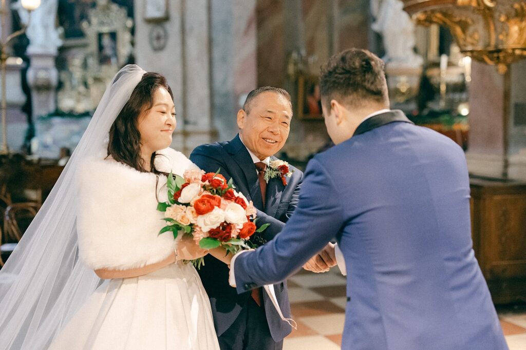Wedding ceremony St Peters Church Vienna Christmas