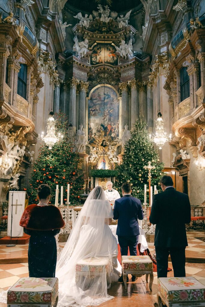 Wedding ceremony St Peters Church Vienna Christmas