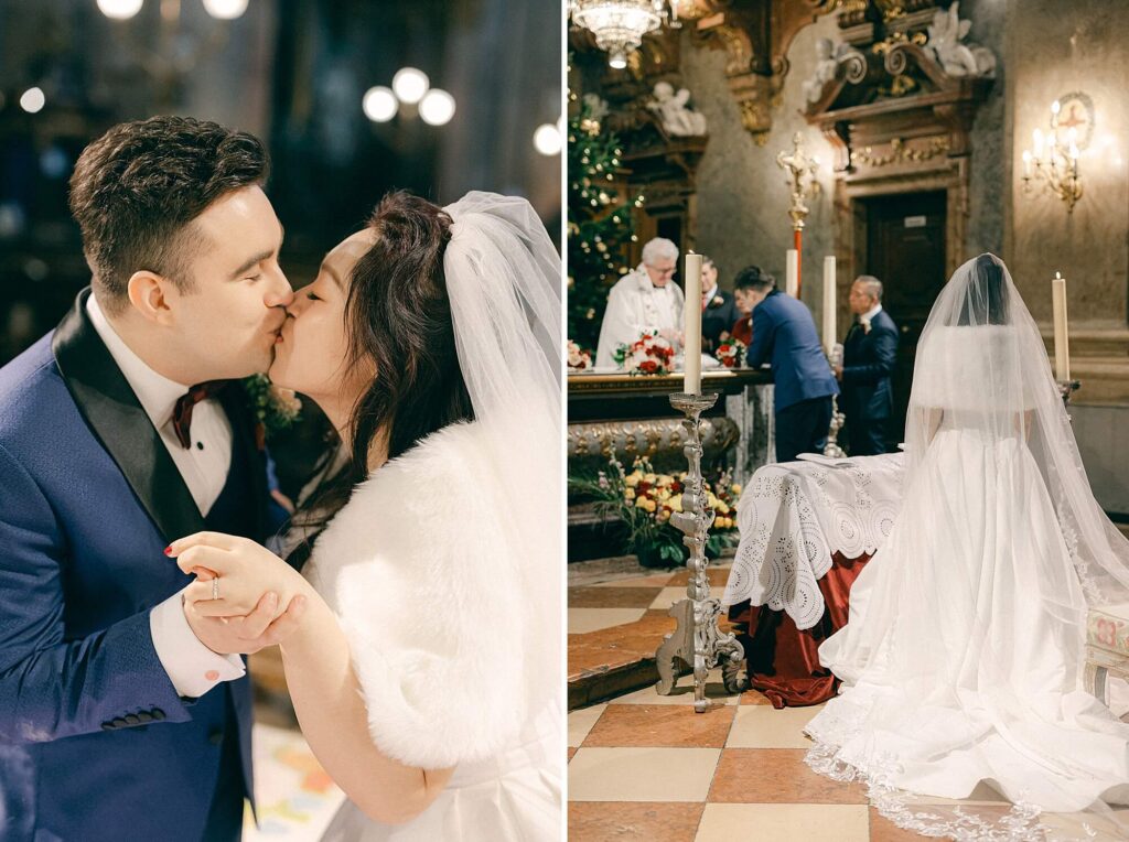 Wedding ceremony St Peters Church Vienna Christmas